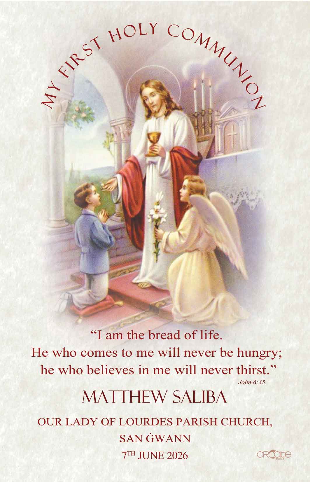 Holy Communion Commemorative Card (Santi) Design 10