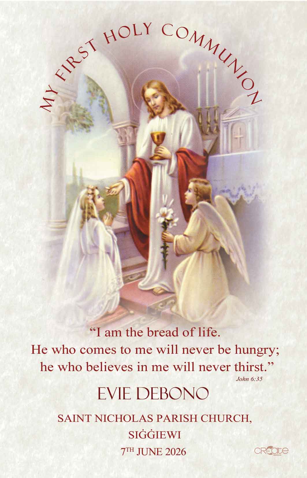 Holy Communion Commemorative Card (Santi) Design 10