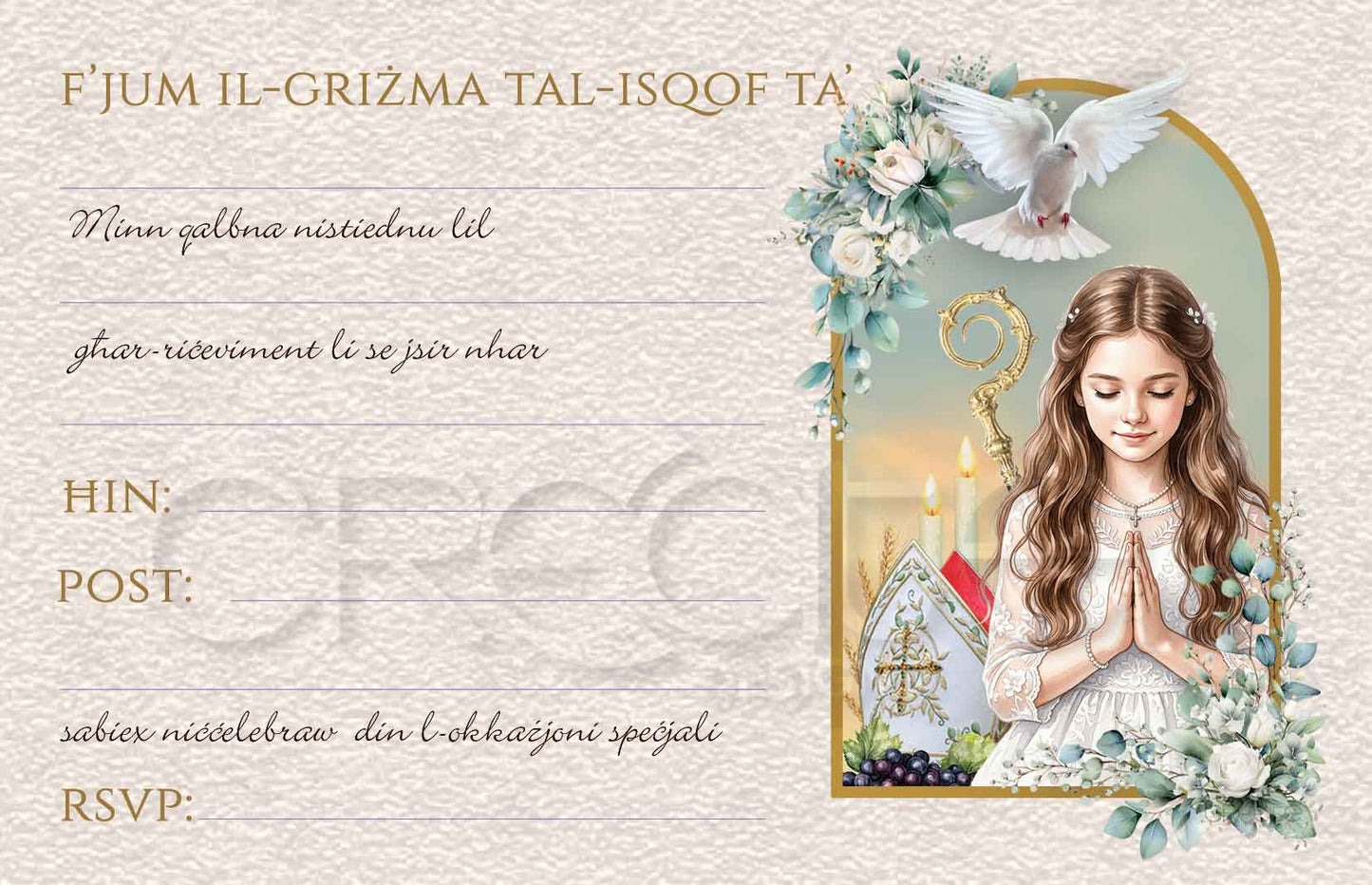 Holy Confirmation Invites Design 26 (Girl)