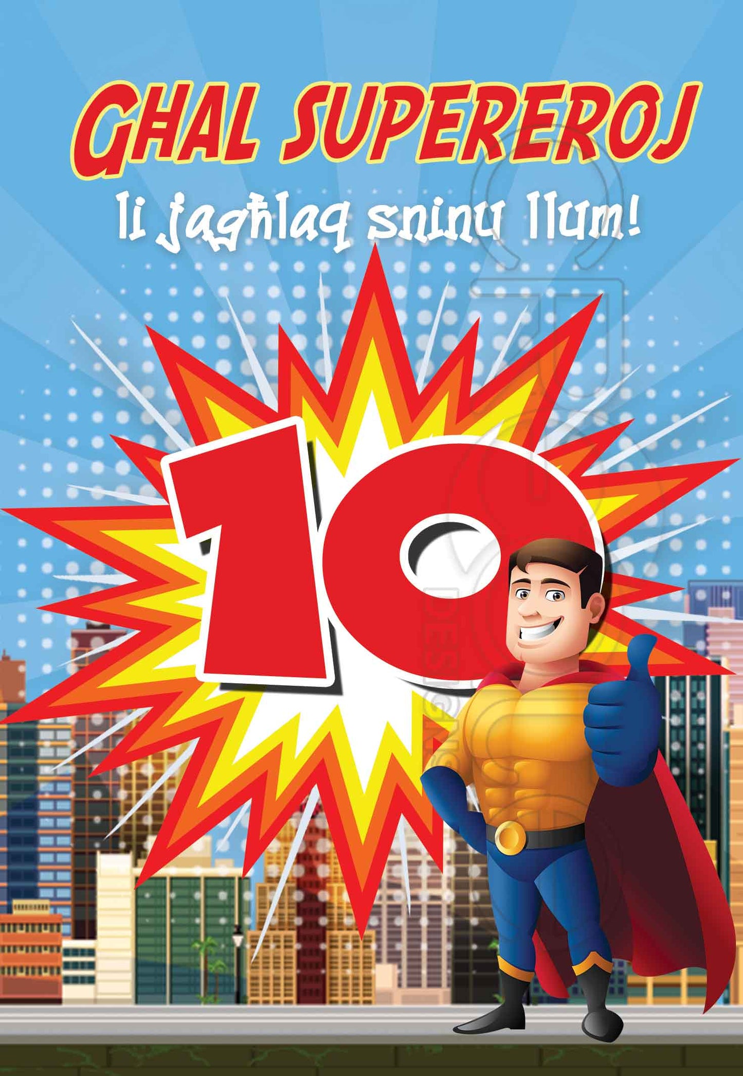  Kartolina f'għeluq l-10 sena ta' Tifel 