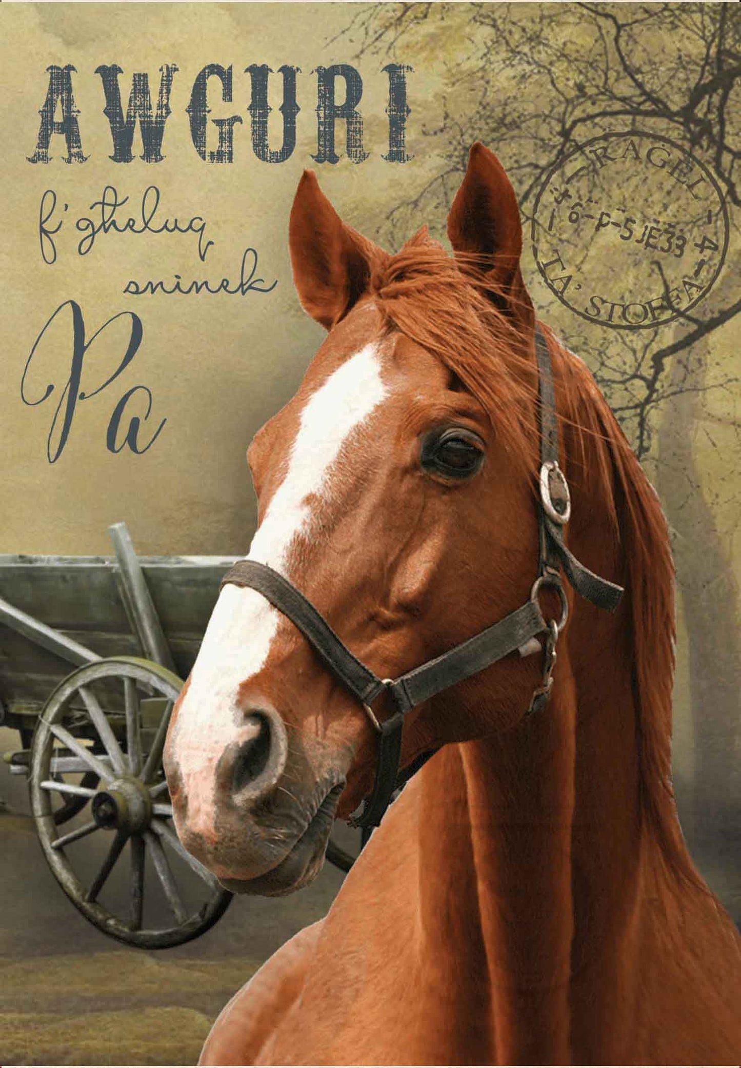 Birthday Card (from a set of 24) on the birthday of the father (with horse)