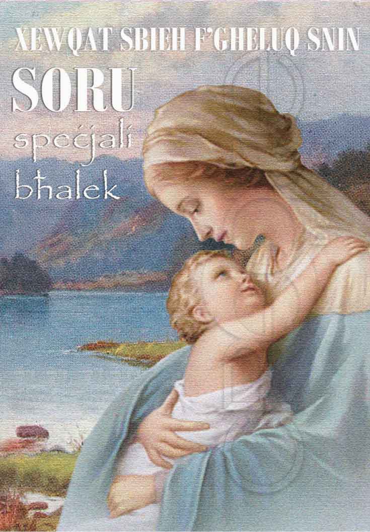 Kartolina għall-Soru f'għluq sninha bil-Madonna u l-Bambin