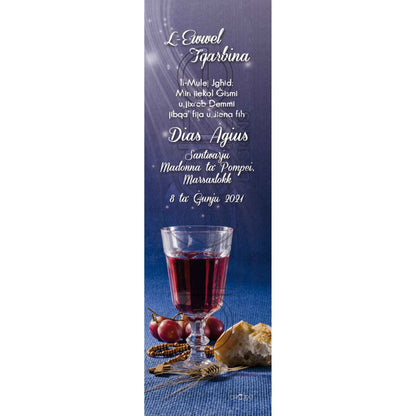 Holy Communion Bookmark with a picture of glass chalice