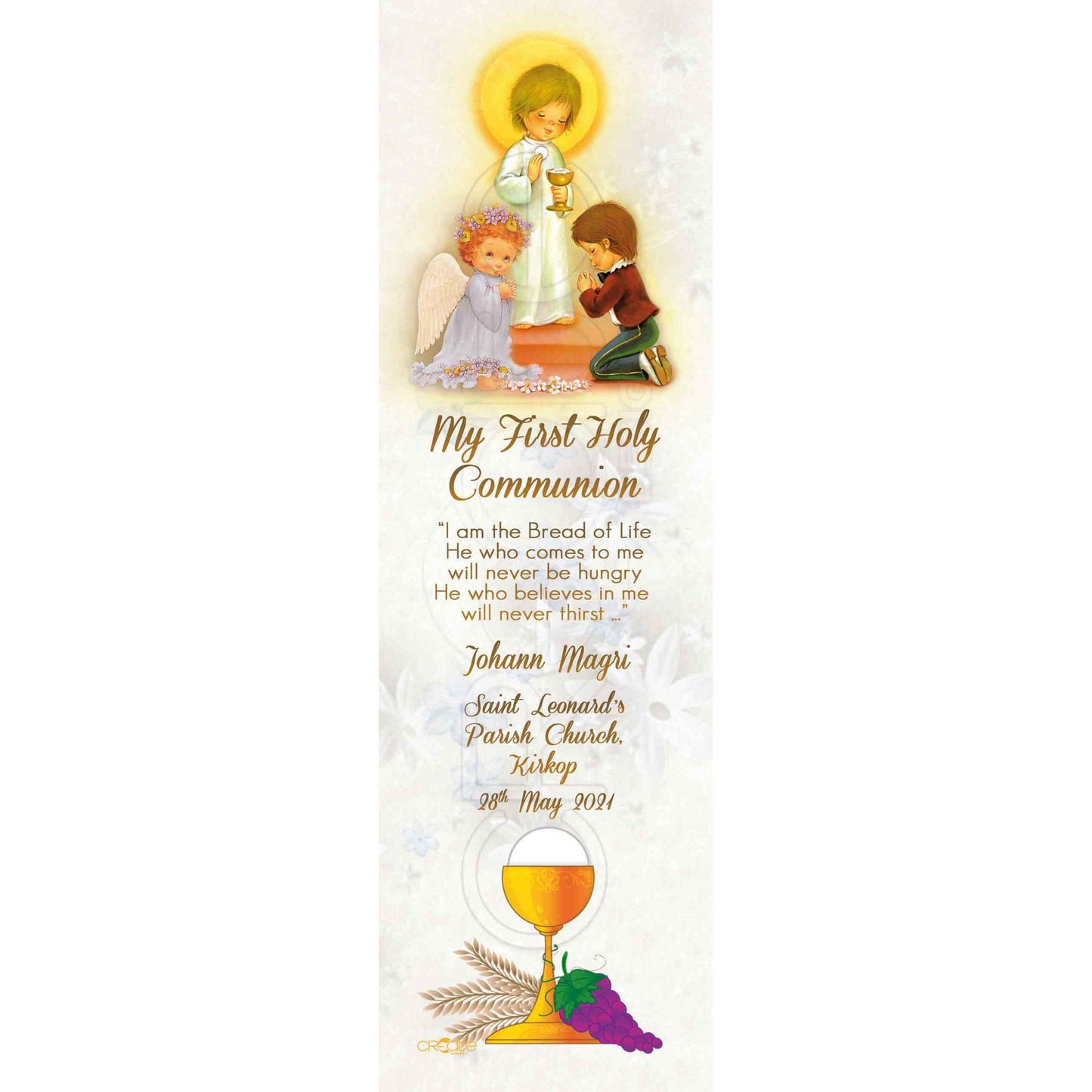 Holy Communion Bookmark for a boy or girl with chalice
