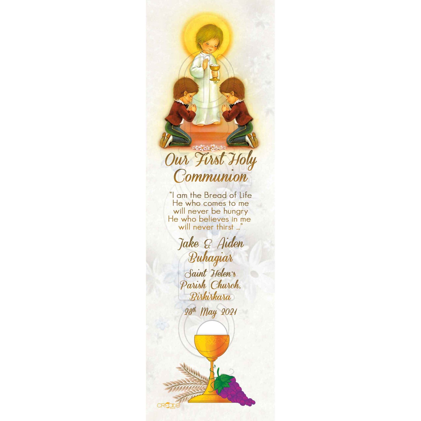 Holy Communion Bookmark for a boy or girl with chalice