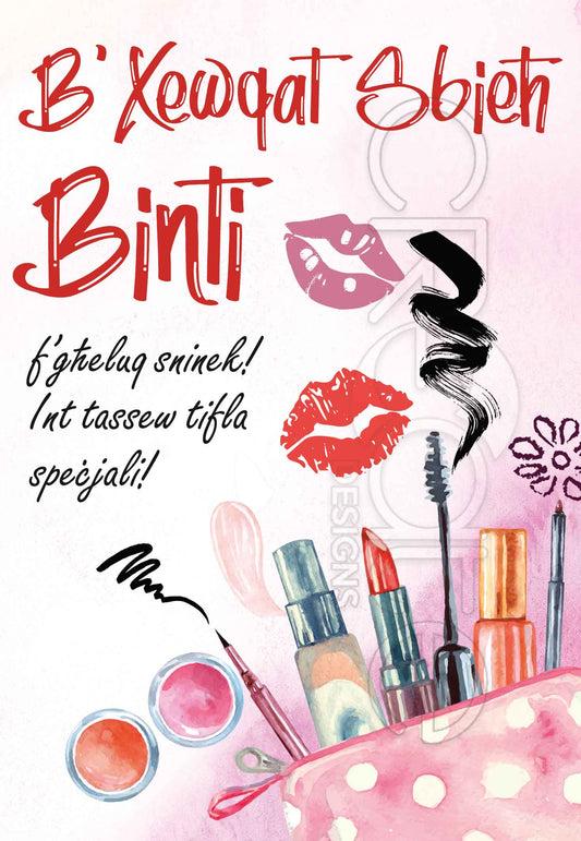 Birthday Card for daughter (with the theme of makeup)