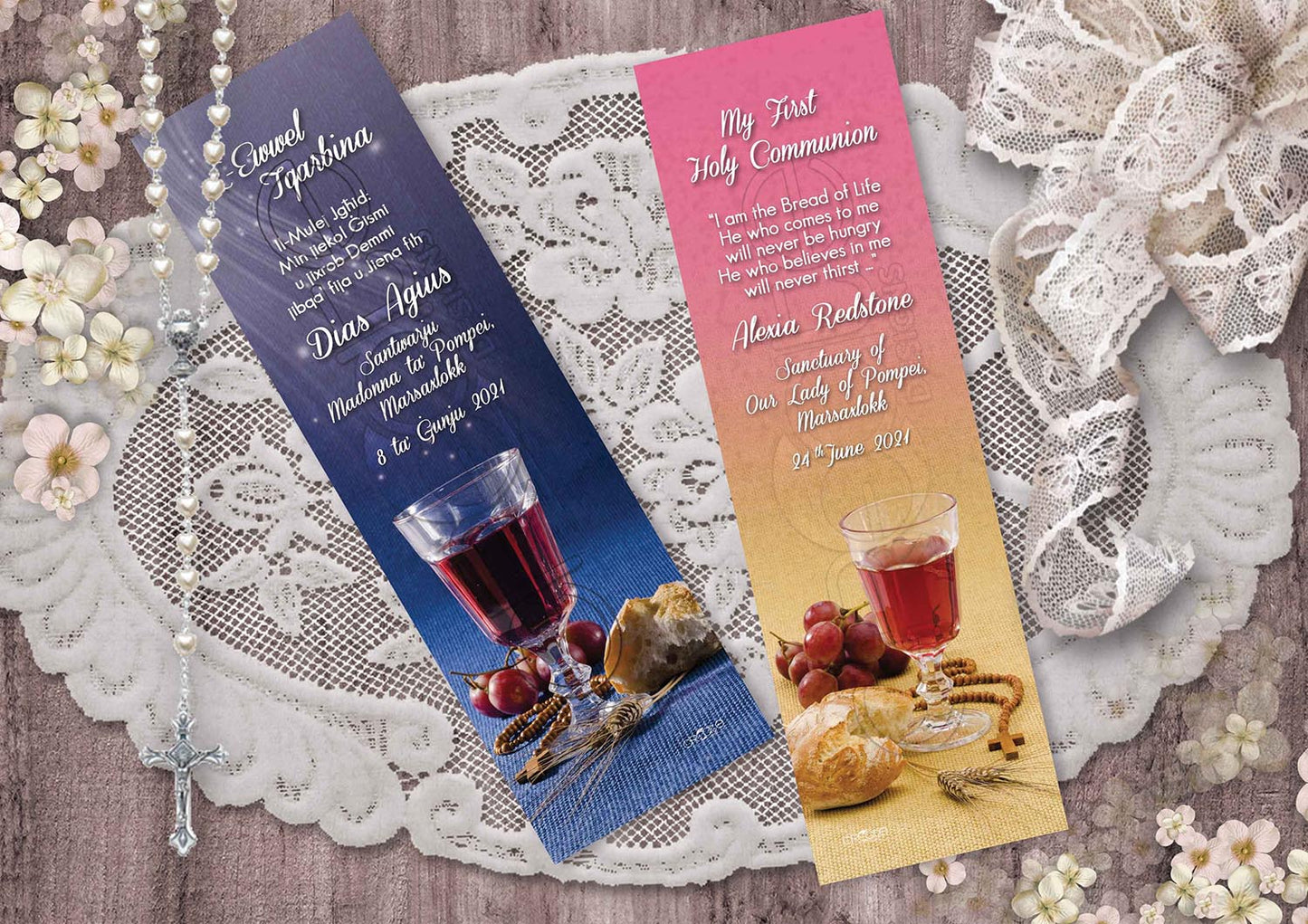 Holy Communion Bookmark with a picture of glass chalice