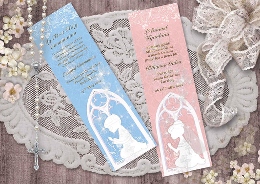 Holy Communion Bookmark with a white child silhouette