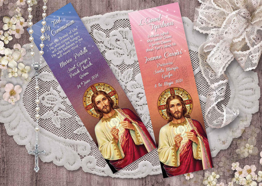 Holy Communion Bookmark with the image of Christ with the Eucharist