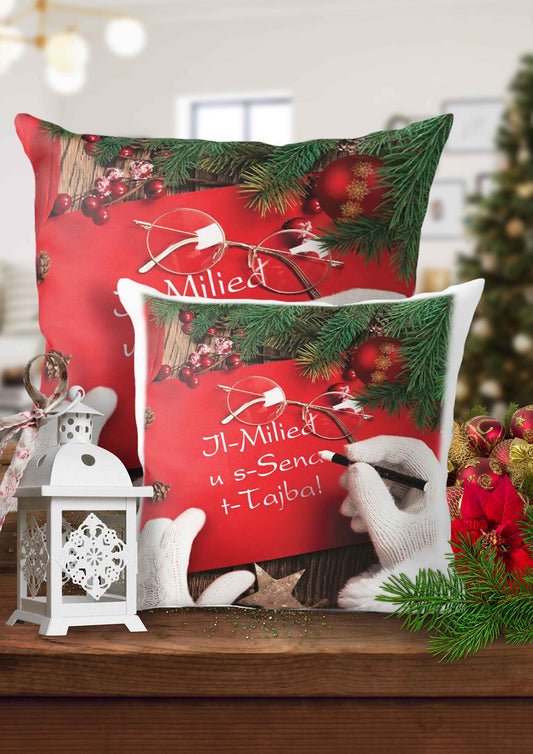 Christmas cushion (with Santa Claus writing)