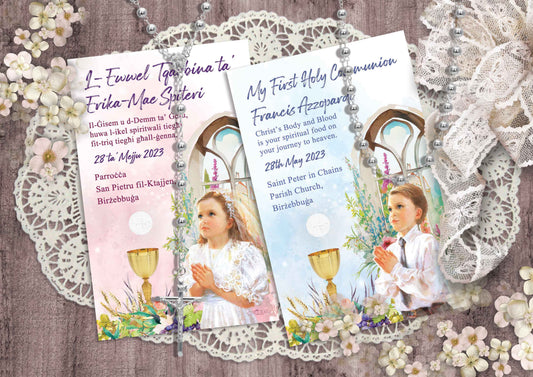 Holy Communion Commemorative Card (Santi) Design 9