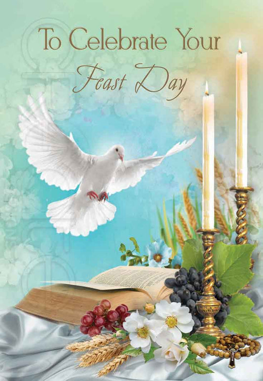 Religious card in English 'Happy Feast'