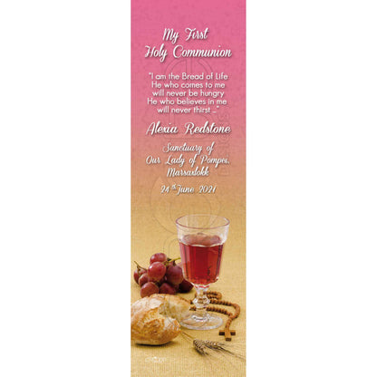 Holy Communion Bookmark with a picture of glass chalice