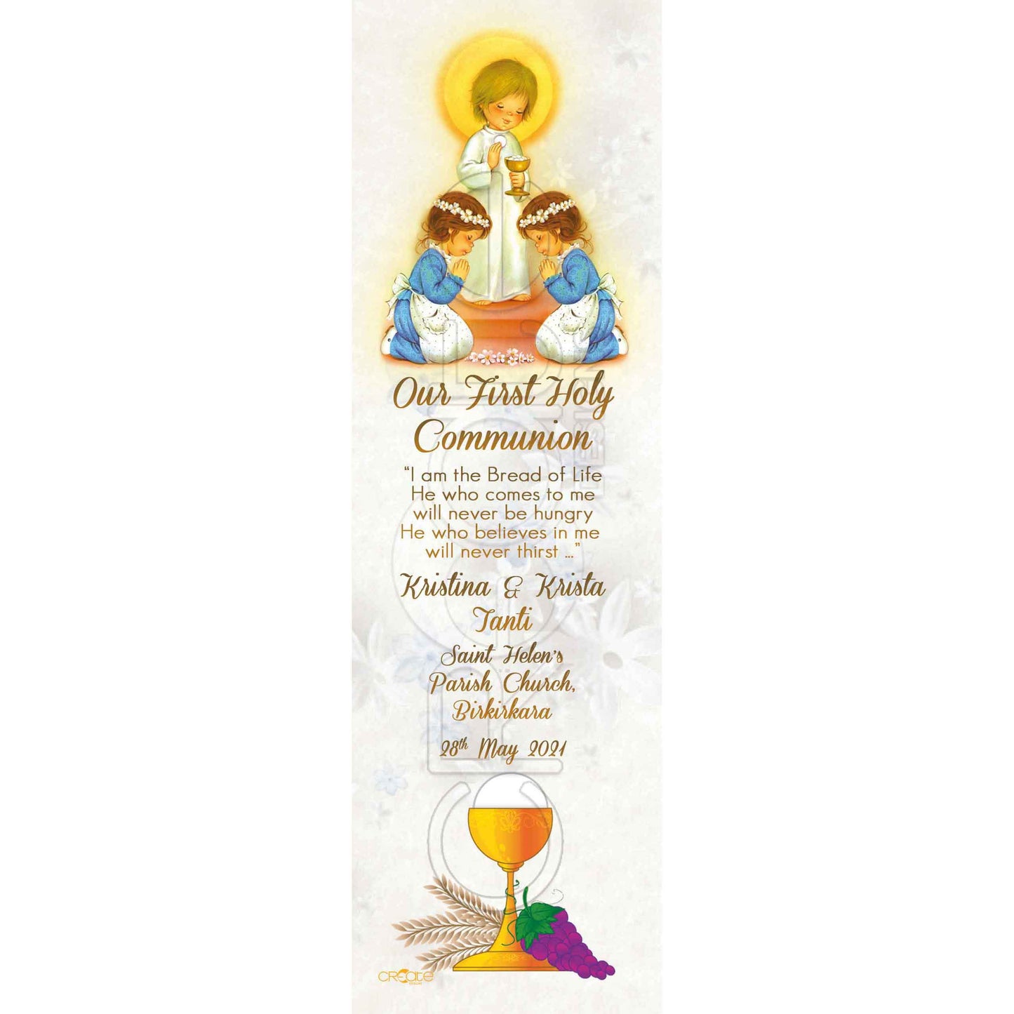 Holy Communion Bookmark for a boy or girl with chalice