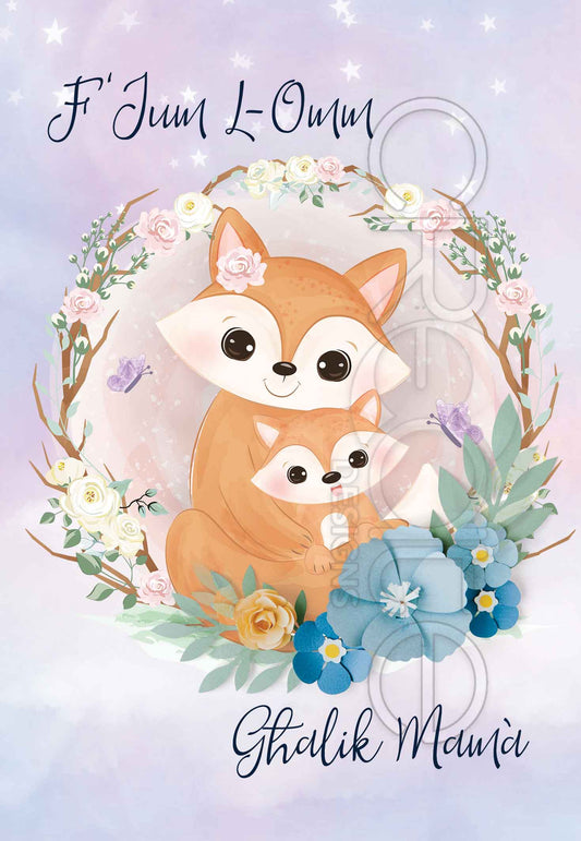 Mother's day card (with a drawing of foxes with their mother)