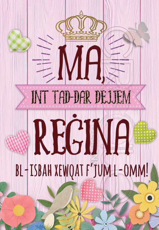 Mother's Day card (with the words of the 'Ir-Reġina tad-dar')