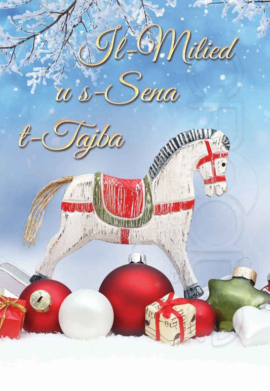 Christmas card (with wooden horse toy)
