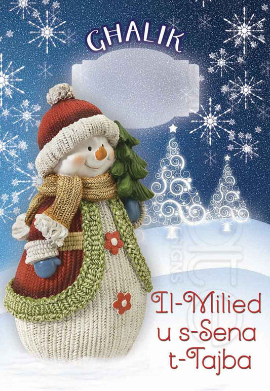 Christmas card (with a snowman) (female)
