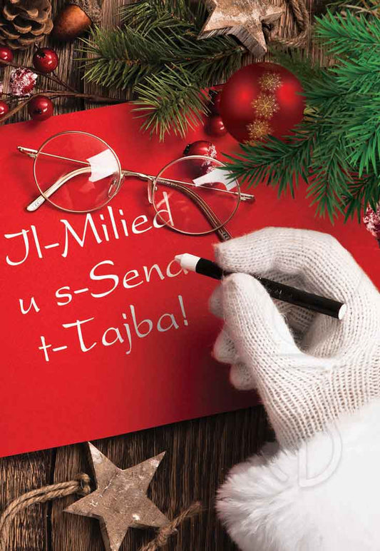 Kartolina tal-Milied b'Santa Klaws jikteb