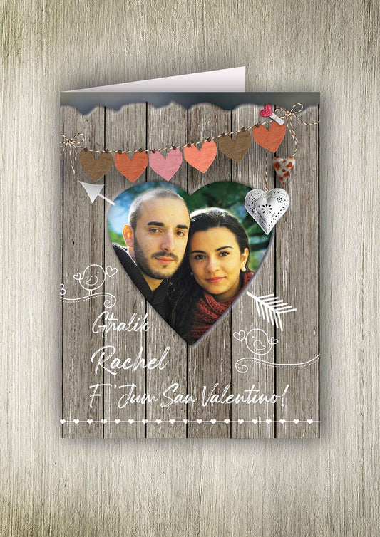 Personalised card for St.Valentines (with a wooden background)