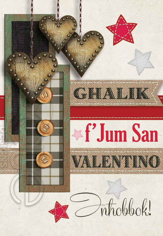 St.Valentine's Card (with wooden hearts)