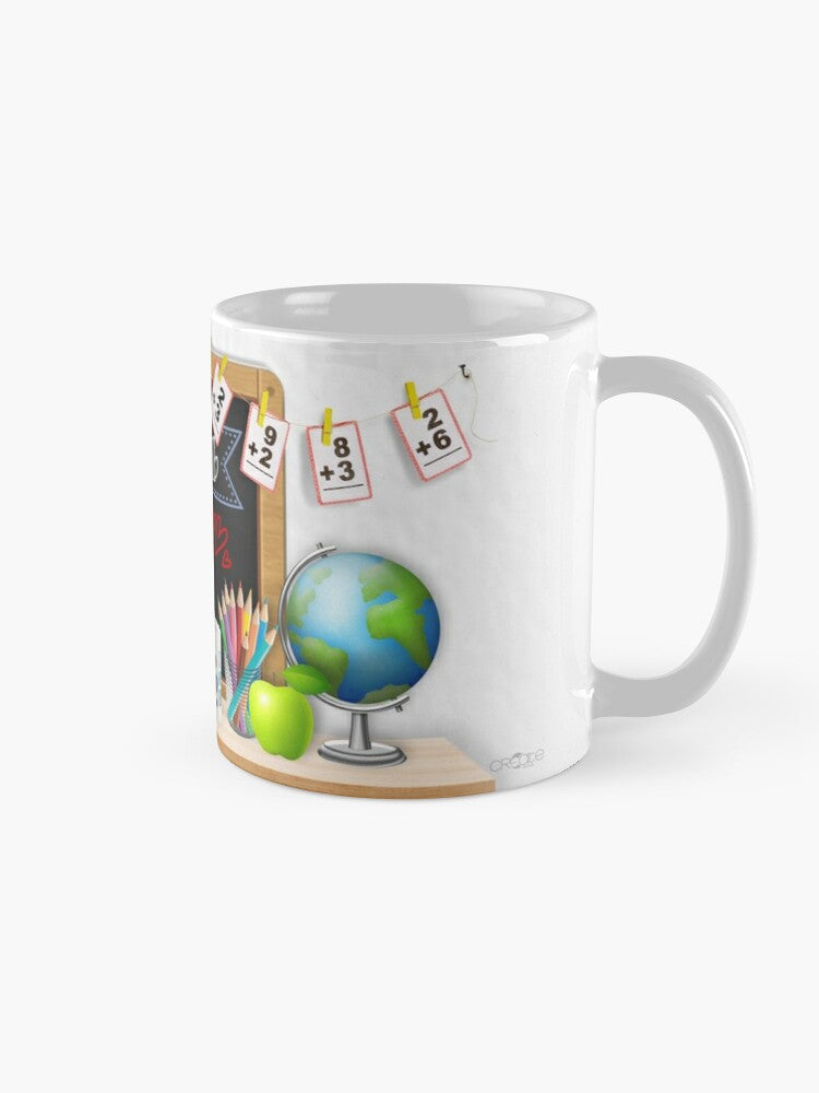 Mug for teachers (on a class with blackboard)