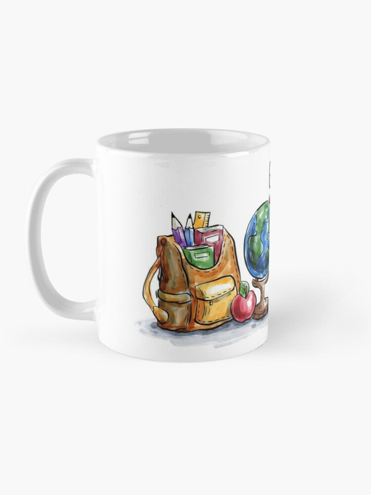 Mug for teachers (with school basket and globe)