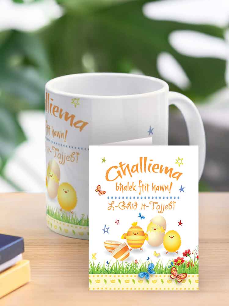 Easter mug for teachers (with Easter chicks and butterflies)