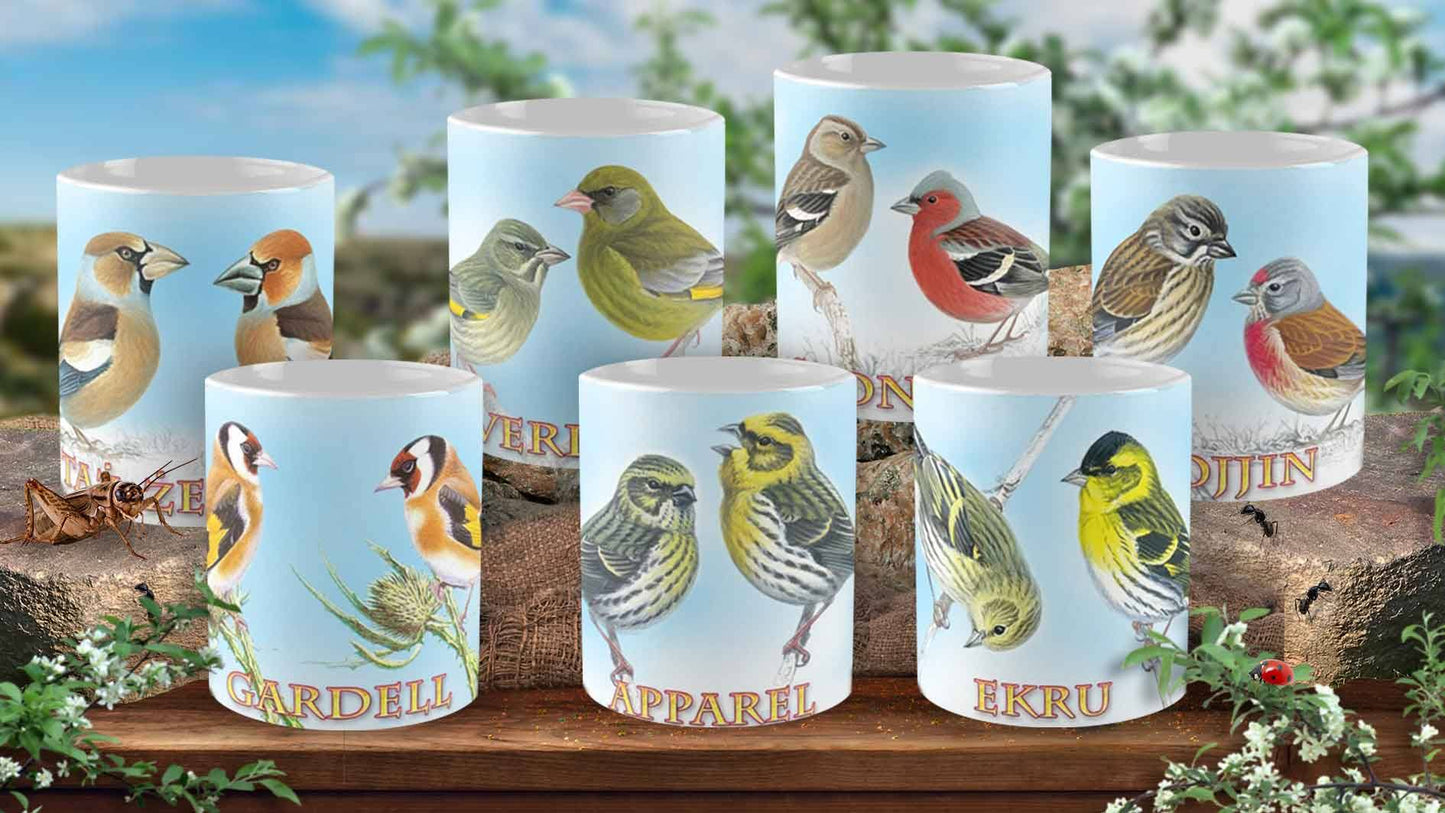 Set of song bird mugs