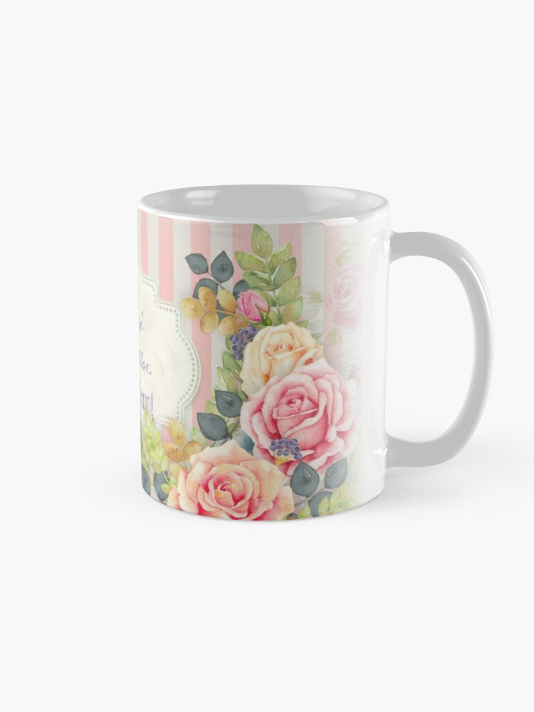 Thank you mug for the woman with flowers