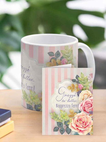 Mug ta' Ringrazzjament għal-mara bil-fjuri