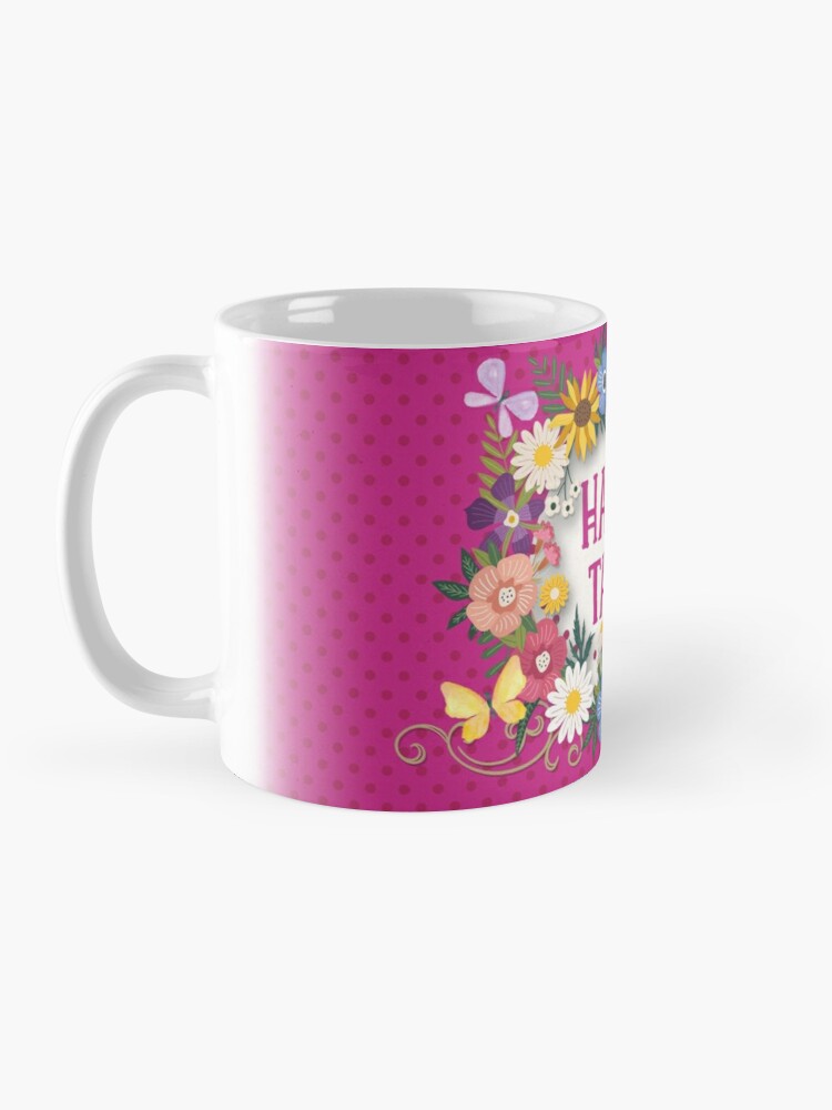 Mug for friend (female) (with flowers on a red background)