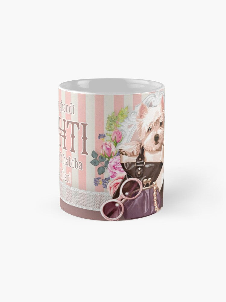 Mug għal Oħti b'kelb fi gwarniċ u bil-handbag