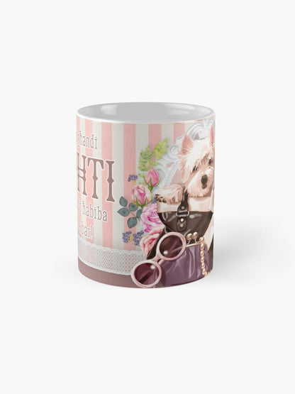 Mug għal Oħti b'kelb fi gwarniċ u bil-handbag