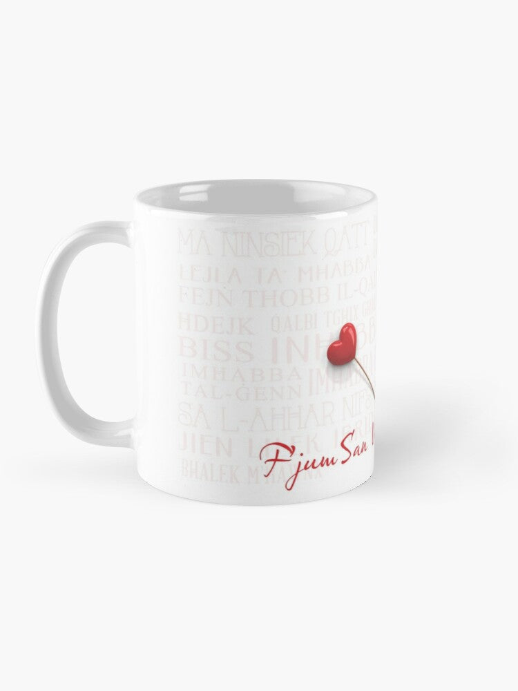 Mug for loved ones (with red roses on a white background)