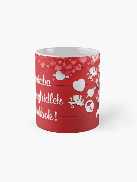Mug for loved ones (with red colour wooden background)