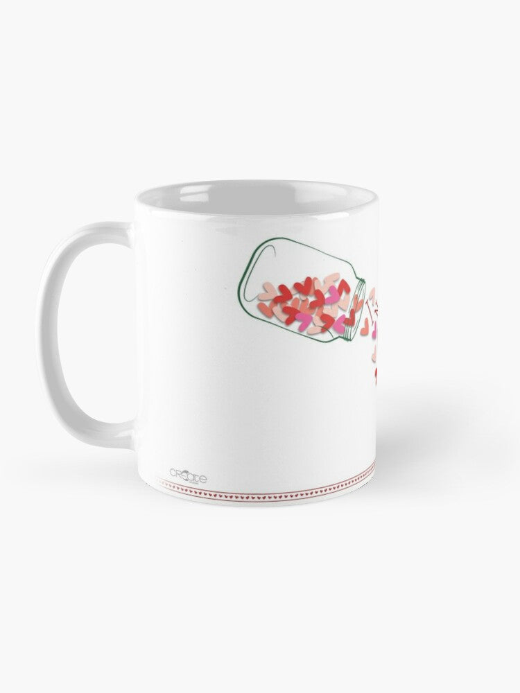 Mug for loved ones (with a glass bottle and hearts)