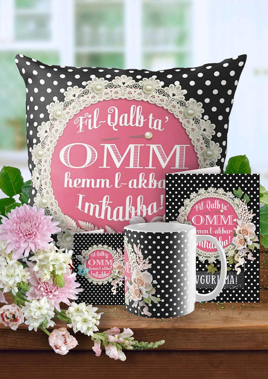 Complete set for Mother's Day (Black with polka dots)