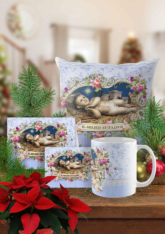 Complete set for Christmas with Jesus of Bethlehem (small cushion)