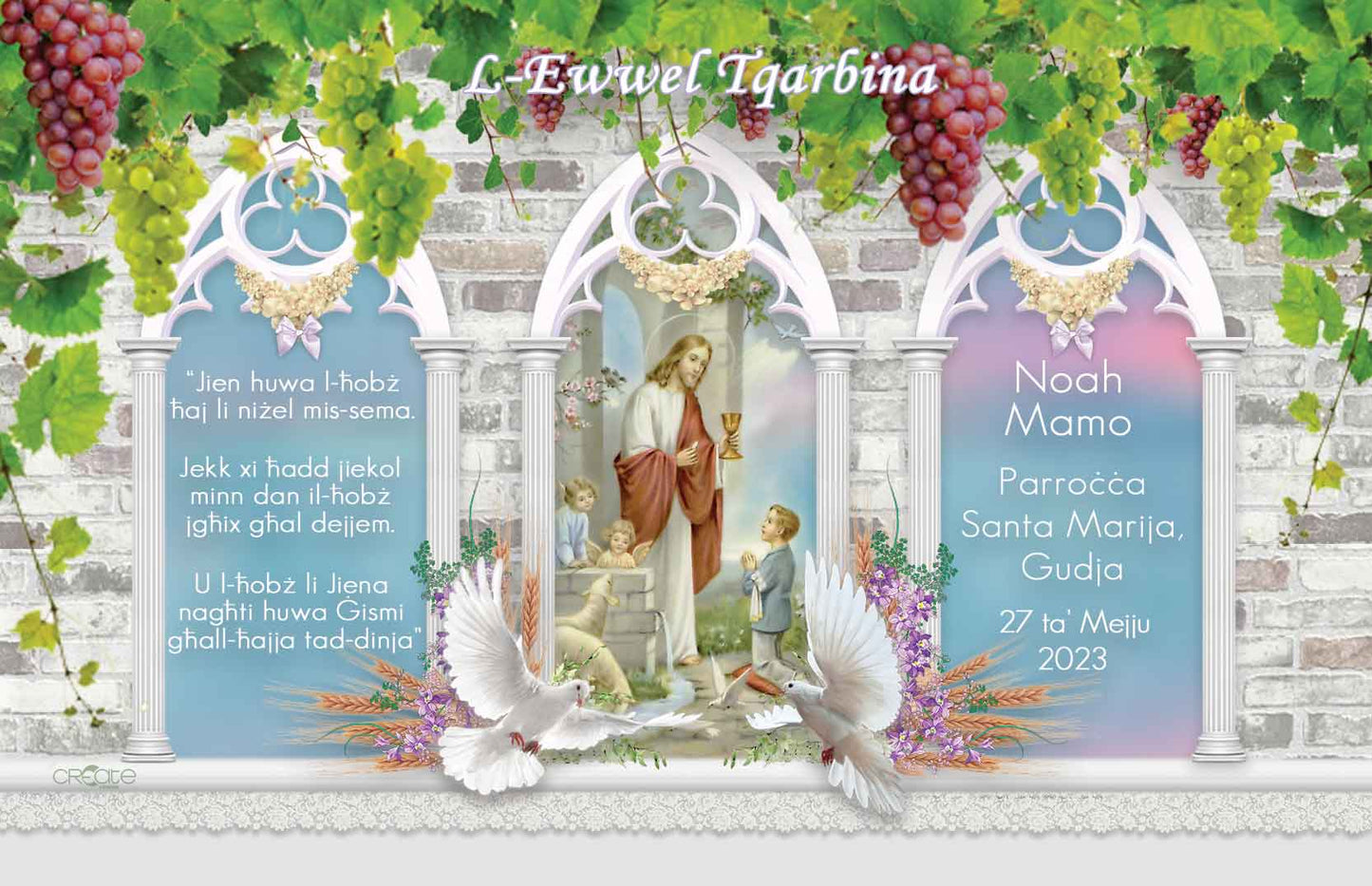 Holy Communion Commemorative Card (Santi) Design 2