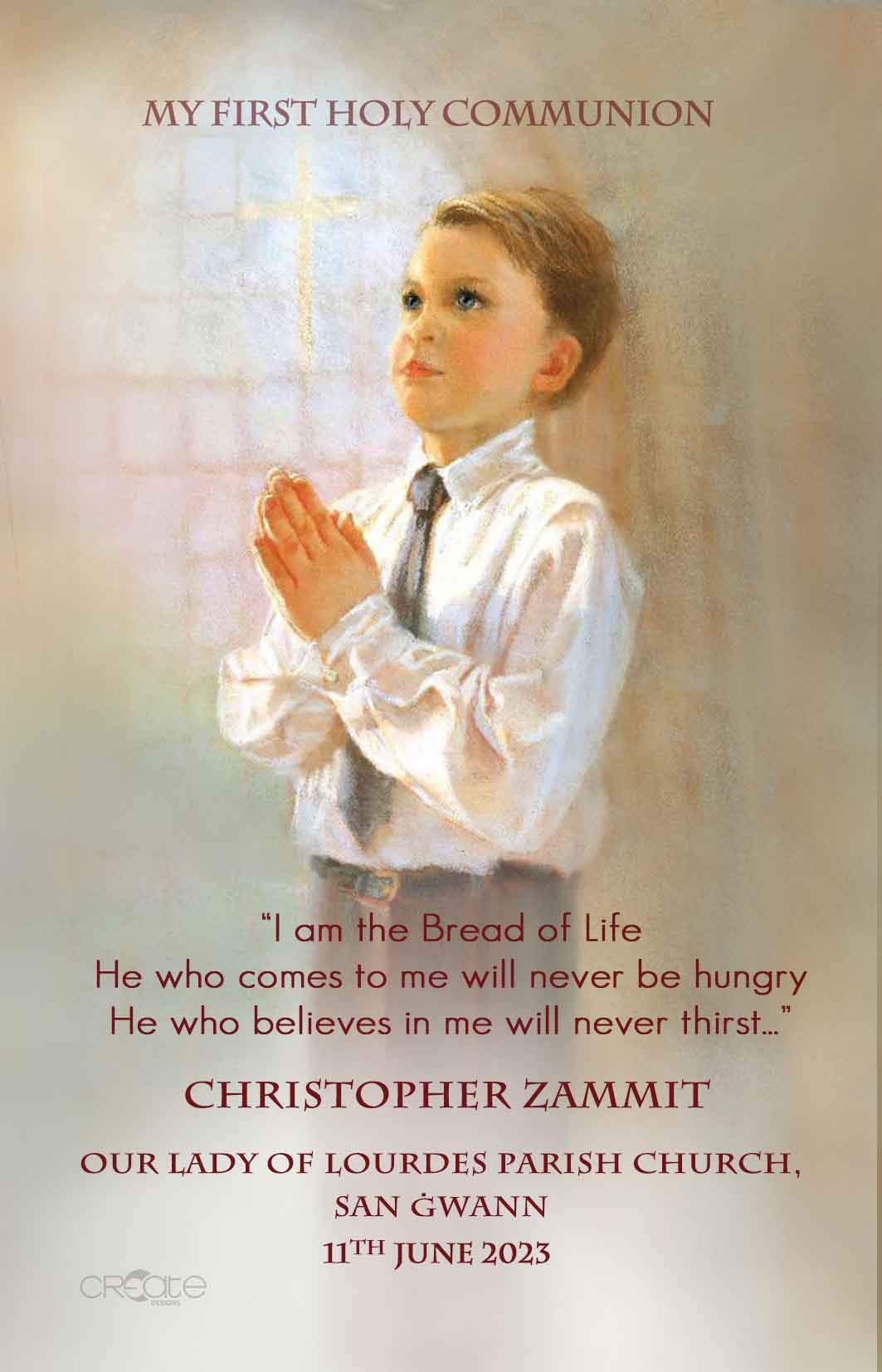 Holy Communion Commemorative Card (Santi) Design 5